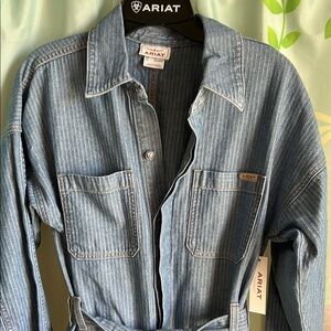 Ariat Blue Striped Denim Jumpsuit